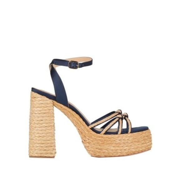 Paloma Barcelo Black and Tan Espadrille Wedges